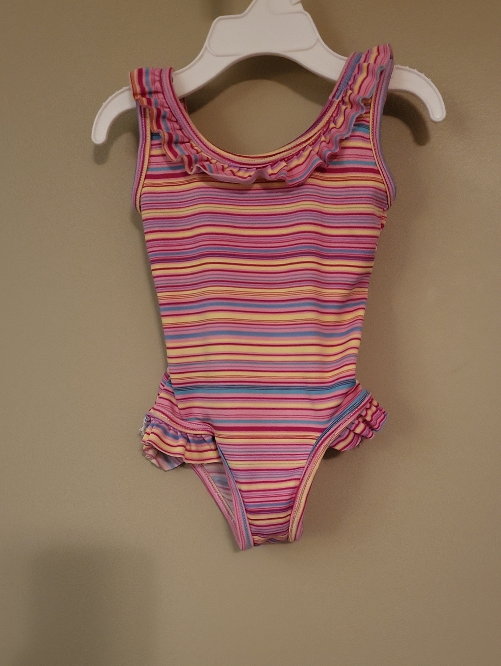 Striped multicolored one piece swimsuit